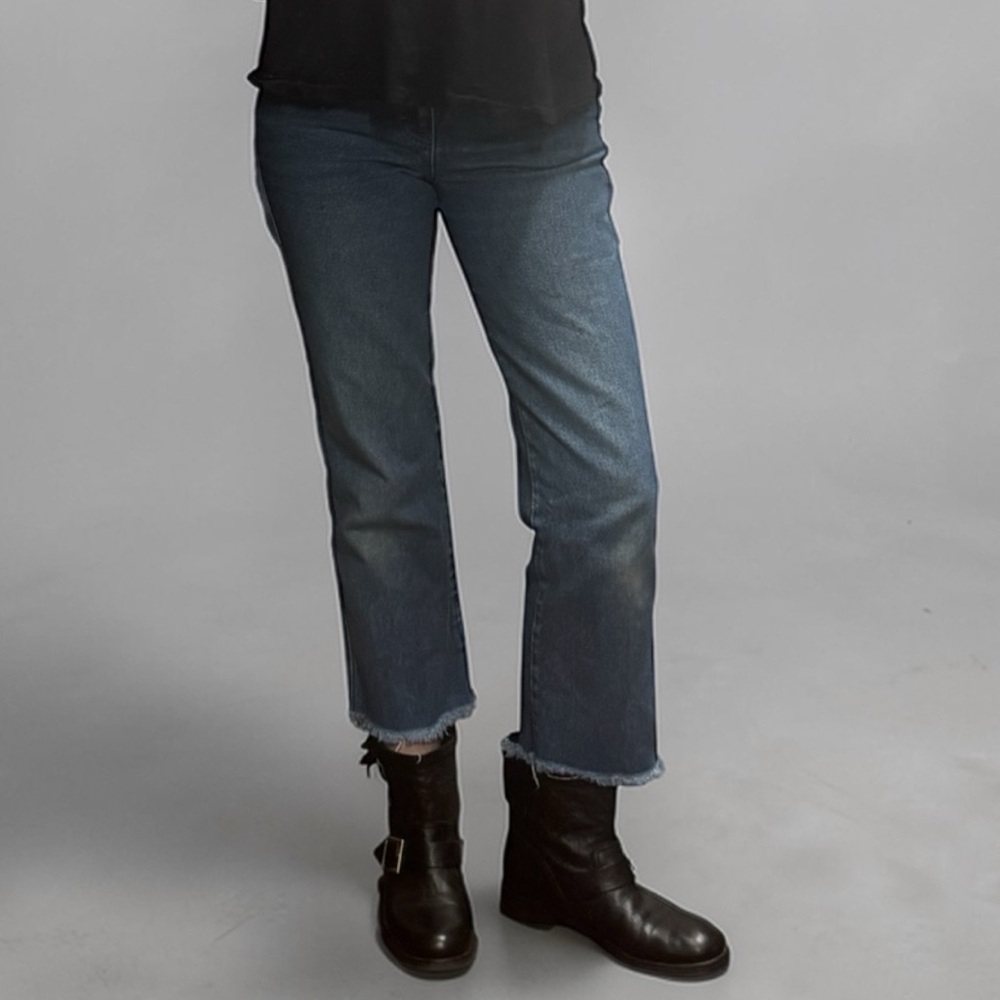 Calvin Klein Vintage CK Jeans Straight Leg Jeans in Classic Blue with Raw Hem